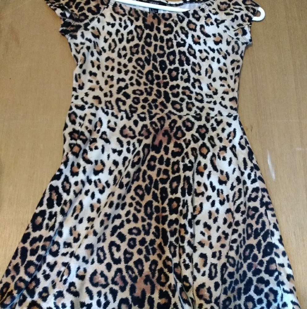 Forever 21 Leopard Print Skater Dress  sz small